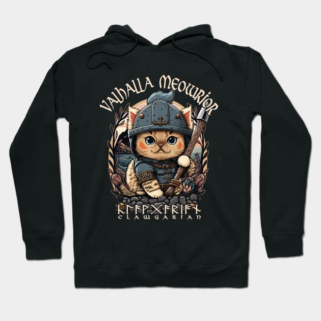 Nordic Norse Valhalla Viking Cat Warrior Hoodie by Apocatnipse Meow